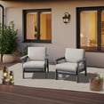thumbnail image 4 of SERWALL 2PCS Outdoor HDPE Patio Couch Sets with Cushions, Weather-Resistant Patio Furniture for Poolside, Patio, Balcony, Porch & Backyard, Grey / Khaki, 4 of 5