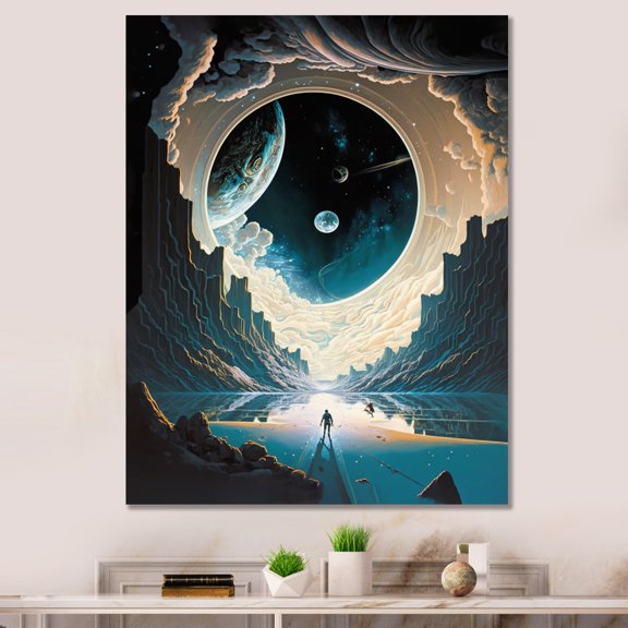 DESIGN ART Designart "Cosmic Chromatics Landscape Iii" Space Wall Decor 24 in. wide x 32 in. high