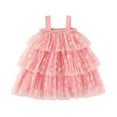 thumbnail image 1 of Robes Décontractées pour Filles Tout-Petits Été en Maille Col Carré Sans Manches Robe de Danse Tutu Quotidienne, Rose, 4-5 Ans, 1 of 4