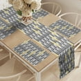 thumbnail image 2 of Ambesonne Feather Table Runner & Placemats, Style Art Tribal, Placemat 4 pcs + Runner 14"x90", Black White Mustard, 2 of 2
