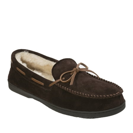 

Dearfoams Men s Hudson Genuine Suede Moccasin with Tie