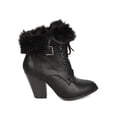 thumbnail image 2 of New Women Wild Diva Danielle-17 Leatherette Lace Up Fur Cuff Chunky Heel Bootie, 2 of 5