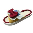 thumbnail image 1 of Xfvqtps Womens Bow Decor Linen Slide Sandals Chunky Sole Open Toe Slip on Non Slip PVC Slipper Red, 1 of 7