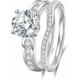 thumbnail image 2 of NS Enterprise Moissanite Wedding Ring Set for Women – 925 Sterling Silver with 18K White Gold Plating, D Color VVS1 Clarity Engagement & Promise Rings, 2 of 4