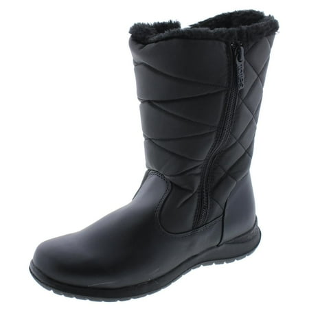 Totes Womens Edgen Faux Leather Waterproof Snow Boots 