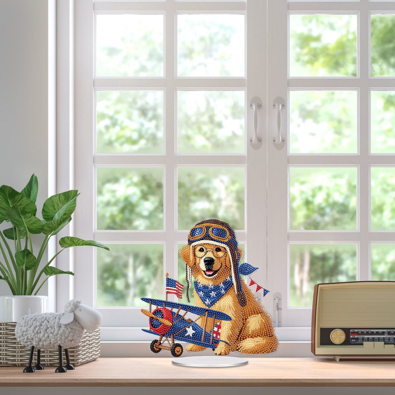 FLOPESN DIY Diamond Art Painting American Independence Day Creative，9.84*9.84in Animal Design,Add Festive Atmosphere Home Desktop Decorations