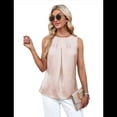 thumbnail image 3 of Camiseta Sin Mangas de Satén de Seda para Mujer, Atuendo Informal de Verano 2025, Camisa Elegante de Trabajo Sin Mangas, Color Albaricoque S, 3 of 8
