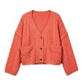 thumbnail image 6 of Lixiuxyad ‌Women's Oversized Cable Knit Cardigan Sweater V-Neck Button-Up‌ Sweater with Pockets,Red, 6 of 6