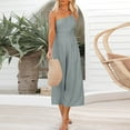 thumbnail image 4 of Aayomet Women Summer Straps One Shoulder Dressy Casual Wide Leg High Waist Jumpsuit Romper With Pockets,Gray M, 4 of 5