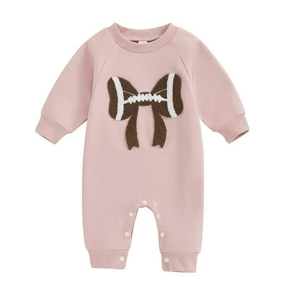 Amzcrzy Baby Romper 0-18 Months Unisex Cotton Long Sleeve Baby Girl Clothes Round Neck Bow Print Baby Boy Onesies Newborn Infant Summer Romper