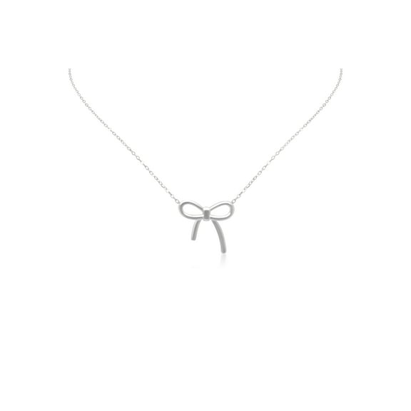 Bow Necklace For Women – Sterling Silver Rolo Chain Necklace – 16 2 Inches Adjustable Chain – Cute and Trendy Jewelry – Charming and Elegant Gift