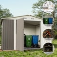thumbnail image 5 of Sunmthink 9.6' x 7.8' Outdoor Storage Shed, Metal Shed with Lockable Door & Air Vent for Backyard, Garden, Gray, 5 of 7