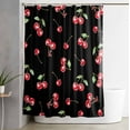 thumbnail image 2 of Shower Curtains for Bathroom-36"x72",Watercolor Red Cherry on Black Waterproof Bath Curtain Grommet Shower Curtain Set with Hooks,Farm Seamless Fruit Art Washable Bath Accessories, 2 of 7