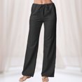 thumbnail image 4 of Pantalones Finos Pantalones casuales de mujer Pantalones con cordón de cintura alta Suave Longitud total Primavera Verano Cgtredaw Negro M para Mujer, 4 of 7