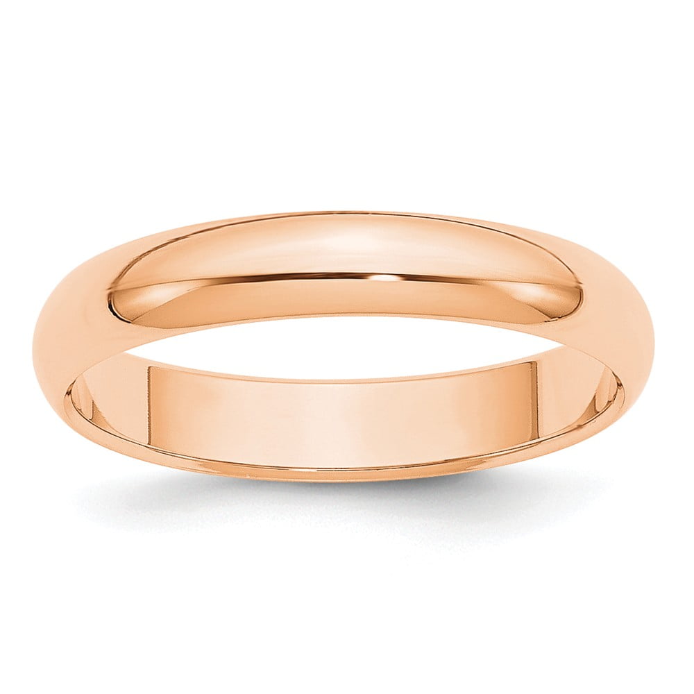 JewelryWeb - 10k Rose Gold 4mm Half Round Band Ring - Ring Size: 4 to ...