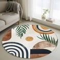 thumbnail image 2 of Abstract Boho Large Area Rugs for Bedroom Living Room, Soft Non Slip Carpet Bedside Rug, Bohemian Palm Leaf Geometric Leaf Circle Round Floor Cover Kitchen Accent Rug 3' for Dining Room/Office, 2 of 9