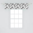 thumbnail image 2 of Ambesonne Fish Valance Pack of 2, Sea Animals Black White, 54"X12", Black White, 2 of 4