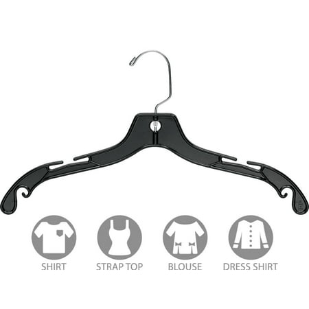 Matte Black Plastic Top Hanger, Box of 100, Space Saving Hangers w/ Notches and 360 Degree Chrome Swivel Hook for Shirt or Dress by International (Best Dress Shirts Under 100)