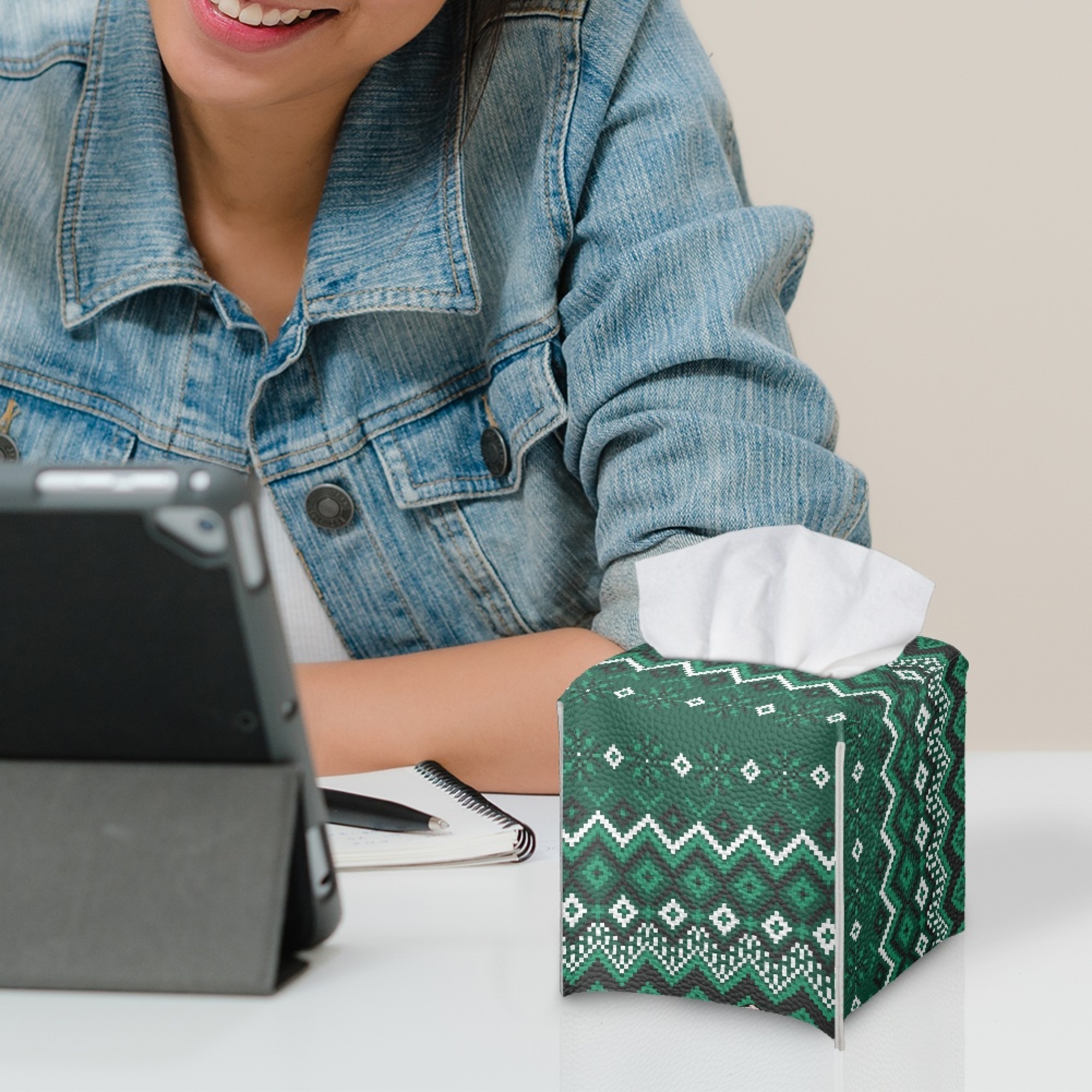 ZOCAVIA Christmas Themed Tissues Cube Box Cover, Square Tissue Box Holder