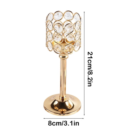 Uutvery Crystal Metal Candle Holder, Gold Tall Votive Candle Stand, Sparkling Beads Wedding Decor, Elegant Home and Tabletop Centerpiece
