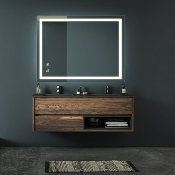 32x24 Inch LED Bathroom Mirror with Lights,Anti Fog,Stepless Dimming 3000K-4500K-6000K,Wall Mounted Vanity Mirror with Smart Touch and Memory,High Lumen Frontlit/Backlit,Silver
