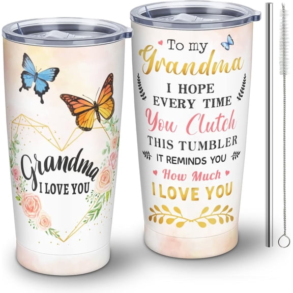 Gifts for Grandma, Christmas Grandma Gifts, Xmas Grandma Gifts from Grandchildren, Grandma Birthday Gifts Tumbler with Lid and Straw 20oz 1pc