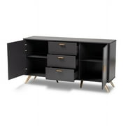 Baxton Studio Kelson Modern and Contemporary Dark Grey and Gold Finished Wood 2-Door Sideboard Buffet