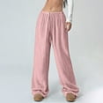 thumbnail image 4 of JGGSPWM Womens Cotton Textured Ruched Pants High Waist Elastic Drawstring Waisted Loose Fit Trousers Trendy Summer Pants Pink XXXXXL, 4 of 9