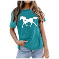 thumbnail image 1 of TSADFHJI Hauts Col en V pour Femmes Rouge T-Shirt d'Été Imprimé Confortable et à la Mode en Coton Coloré Manches Courtes TTG Vert Menthe, 1 of 4