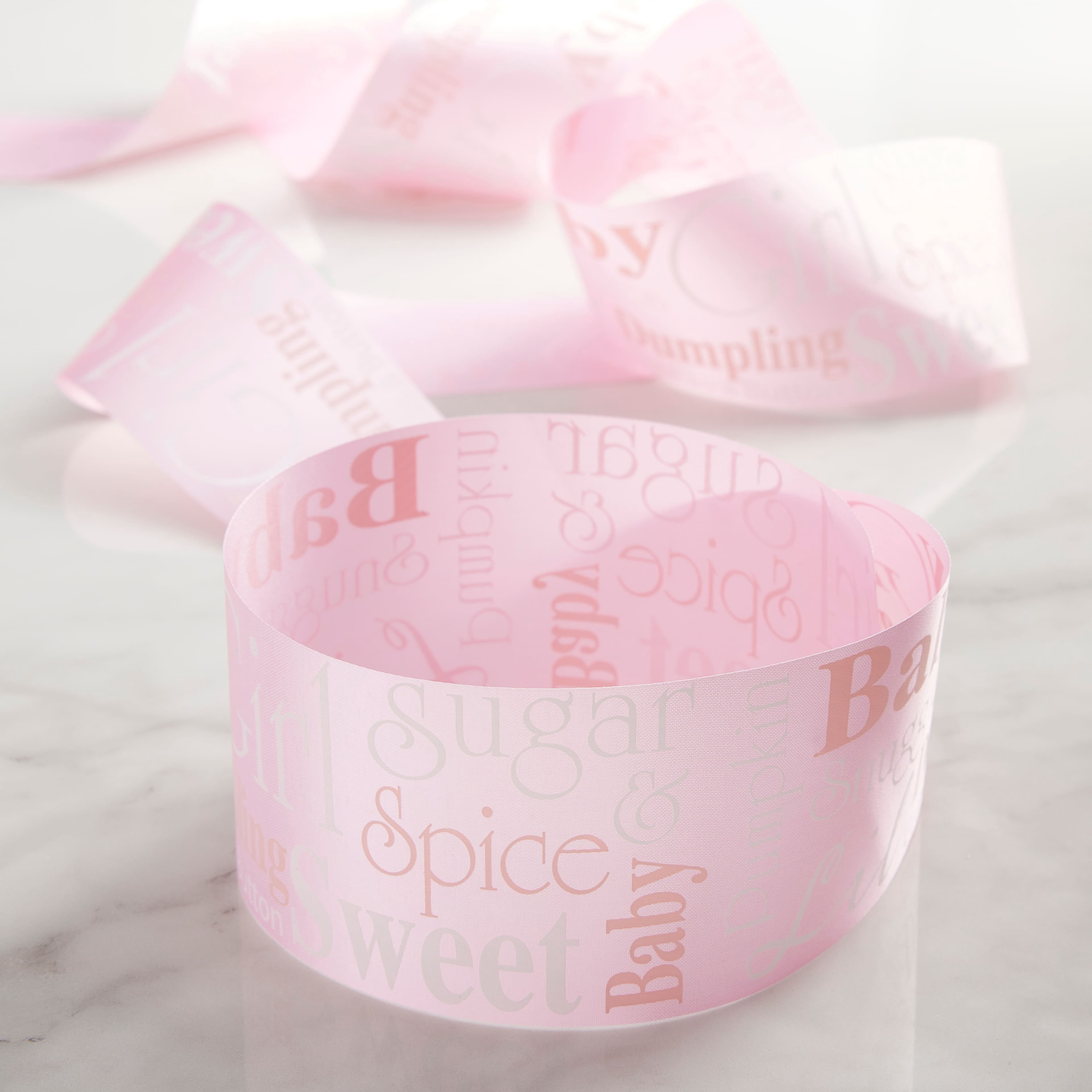 2.5" x 5yd. It's a Girl Satin Ribbon by Celebrate It – Pink - Non-Wired with Woven Selvedge - Polyester – Ideal for Baby Showers - Gift Wrapping & Decor - 12 Pack