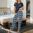 thumbnail image 6 of Simua Pajamas Sets for Women Casual Summer Lounge Sets Short Sleeve V-neck T-shirts and Plaid Pants Sleepwear 2 Piece Pjs Sets, 6 of 6