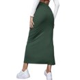 thumbnail image 2 of Slit Long Skirt, Bodycon Long Skirt Solid Color Elastic Easy Matching  For Vacation Green,Red,Brownness,Brown,Black, 2 of 6