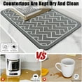 thumbnail image 4 of Coffee Mat Super Absorbent Dish Drying Mat Hide Stain Rubber Backed Coffee Bar Accessories Match with Coffee Maker Coffee Machine Coffee Pot Drying Mats for Kitchen Counter(Grey, 17"x30"), 4 of 6