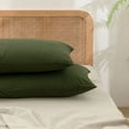 thumbnail image 2 of BESTOUCH 100% Washed Cotton Pillowcase for Hair and Skin Linen Feel Soft Comfortable Breathable 2 Set Pillow Case with Envelope Closure Solid Olive Green Queen 20x30 Inches, 2 of 6