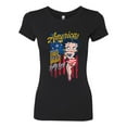 thumbnail image 2 of Wild Bobby, Betty Boop America Land of the Free Home of the Brave Betty Boop Womens Slim Fit Junior Tee, Black, Small, 2 of 5