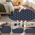 thumbnail image 5 of Round Rug 3.3Ft, Independence Day Patriotic Stars on Blue Soft Non-Slip Washable Felt Carpet Pad, Red White Stripes Border Area Rugs for Living Room Bedroom Kids Room, 5 of 9