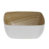 HUBERT® White Melamine Bowl With Light Wood Inside - 7" L x 6 3/4" W x 3" H