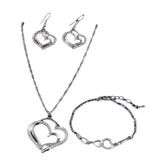 Cheapark Valentine’s Day Jewelry Set - Pendant, Earrings & Bracelet Accessories, Coordinated Design for Romantic Occasions, Elegant Gift for Her