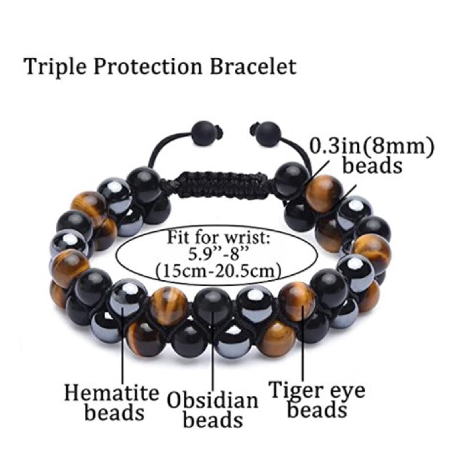 Bracelet Homme En Hématite Naturelle - Pierre Noire, Taille Élastique | Bijou Masculin Force Et Confiance - 12