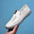 thumbnail image 5 of XIHAHA-zapatos de cuero de microfibra para hombre, zapatillas masculinas de punta estrecha, suaves, transpirables, con agujeros, a la moda, de verano, 5 of 5