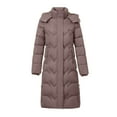 thumbnail image 6 of TFEOQRY Women's Padded Coats Parkas Long Sleeved Woolen Cotton Jacket with Pocket Zipper Medium Length Hooded Jacket Coat Pink, 6 of 6