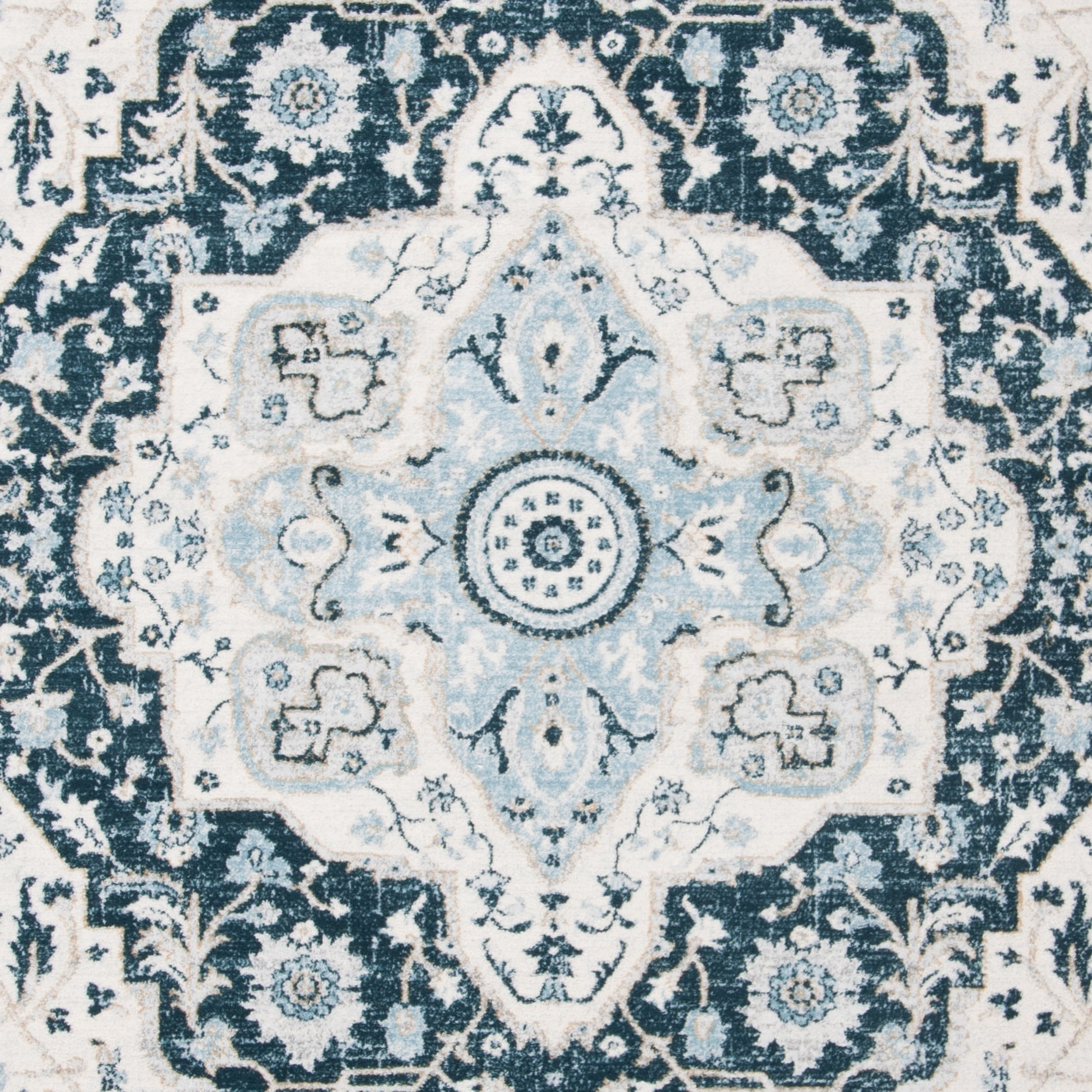 SAFAVIEH Isabella Patrick Floral Bordered Area Rug, Navy/Cream, 4' x 6'