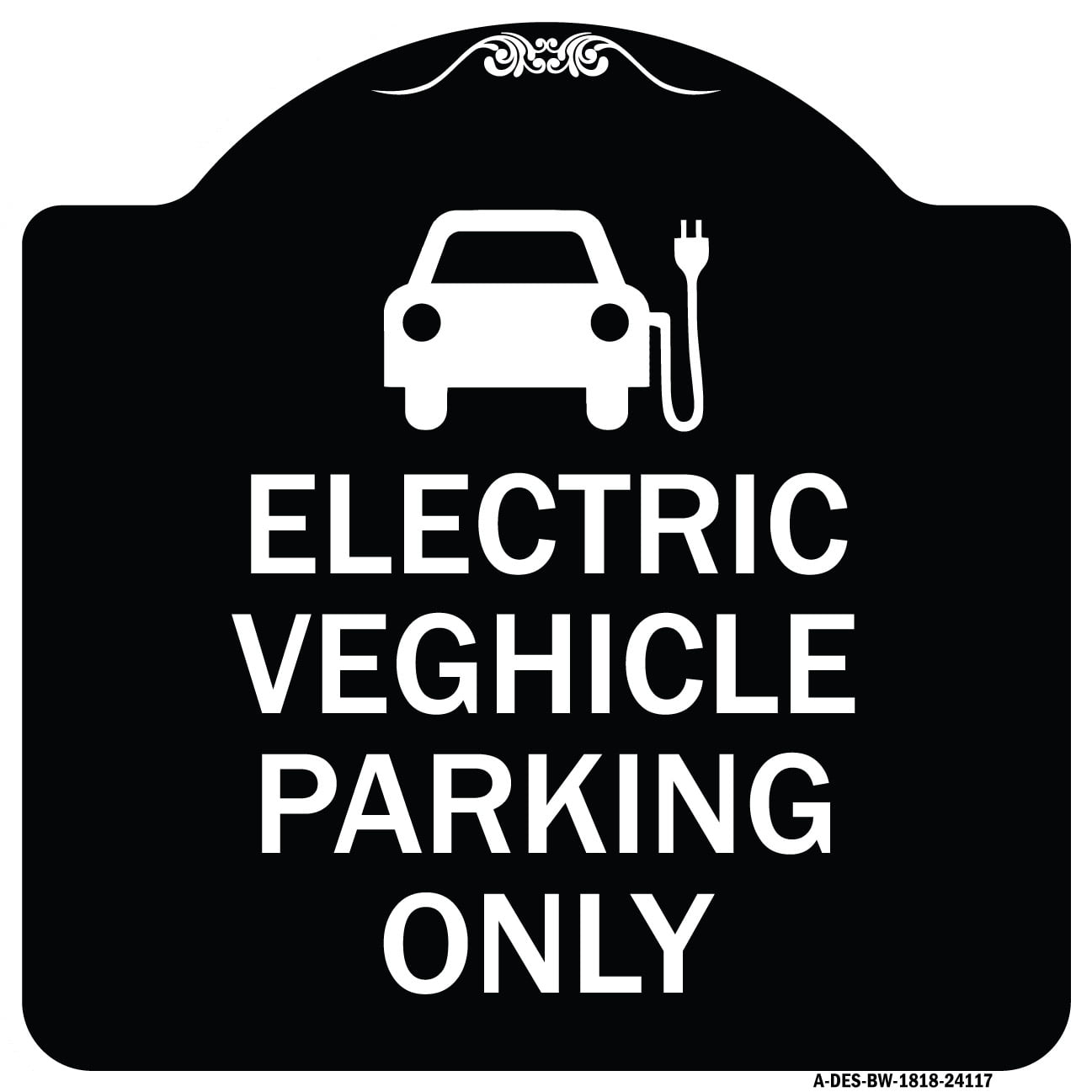 SignMission Designer Series Sign Electric Vehicle Parking Only (With