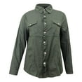 thumbnail image 2 of Fashion Womens Loose Solid Color Long Sleeve Denim Button Pocket Shirt Jacket, 2 of 4