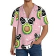 thumbnail image 3 of Easygdp Panda Avocado Men's Casual Short-sleeved Shirt with Pocket and Button Suitable for Beach Vacation Leisure - Small, 3 of 7