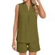 thumbnail image 4 of Camiseta de Manga Corta con Cuello en V para Mujeres con Pantalones Cortos de Bolsillo, Pantalones Casuales Y el Conjunto Superior para las Mujeres, 4 of 5