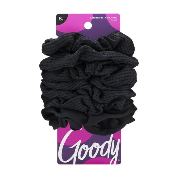 Goody Ouchless Scrunchies, Gentle Hair Scrunchies, Black, 8 Ct
