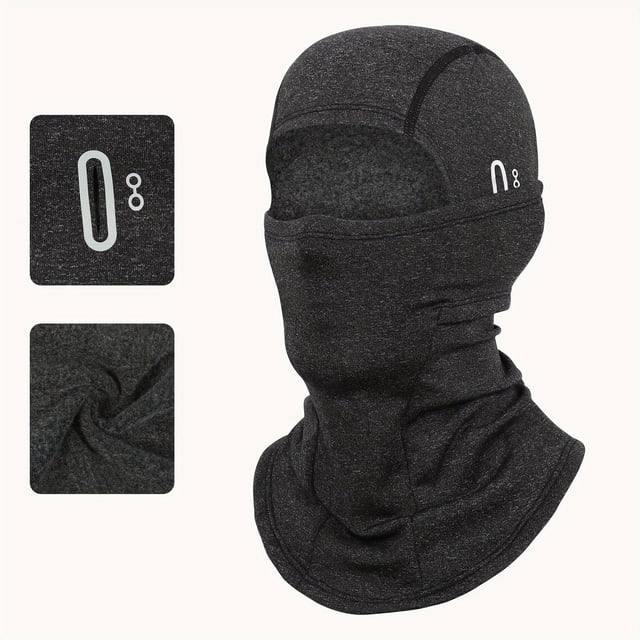 Autumn/Winter Warm Cycling Ski Headset Riding Fleece Hat Helmet Inner Lining Full Face Warmth Mask Outdoor Face Covering Scarf black One Size
