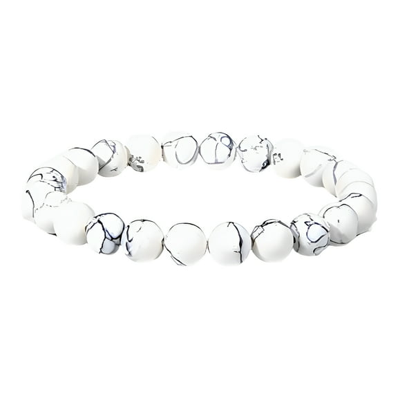 DESIGNICE Mens Bracelet,Natural Gemstones Beaded Bracelets,Healing Energy Unique Patterns Healing Crystals,White