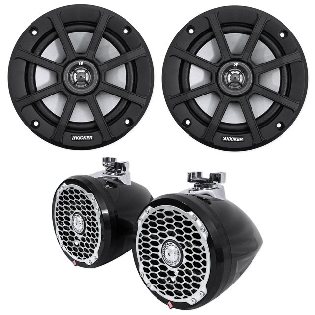 (2) Rockford Fosgate PM2652WMB 6.5" Marine Wakeboard Speakers+Kicker